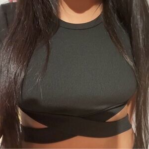 2-Pack Girls Wrap Crop Tops – Black & White – Size 9Y / EU 134